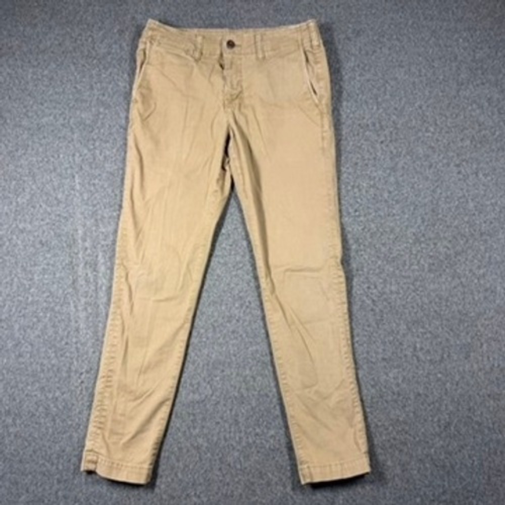 American Eagle Slim Straight Chino Pants Mens 32x26 Khaki Tan Cotton Blend